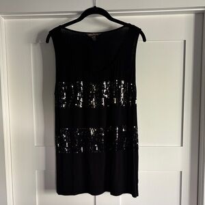 Tommy Bahama Black Sequin Striped Tank Top